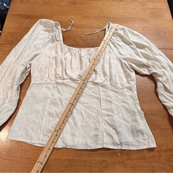 Old Navy Square Neck Crepe Off the Shoulder Long Sleeve Peasant Top Sz XL XLarge - Picture 8 of 13